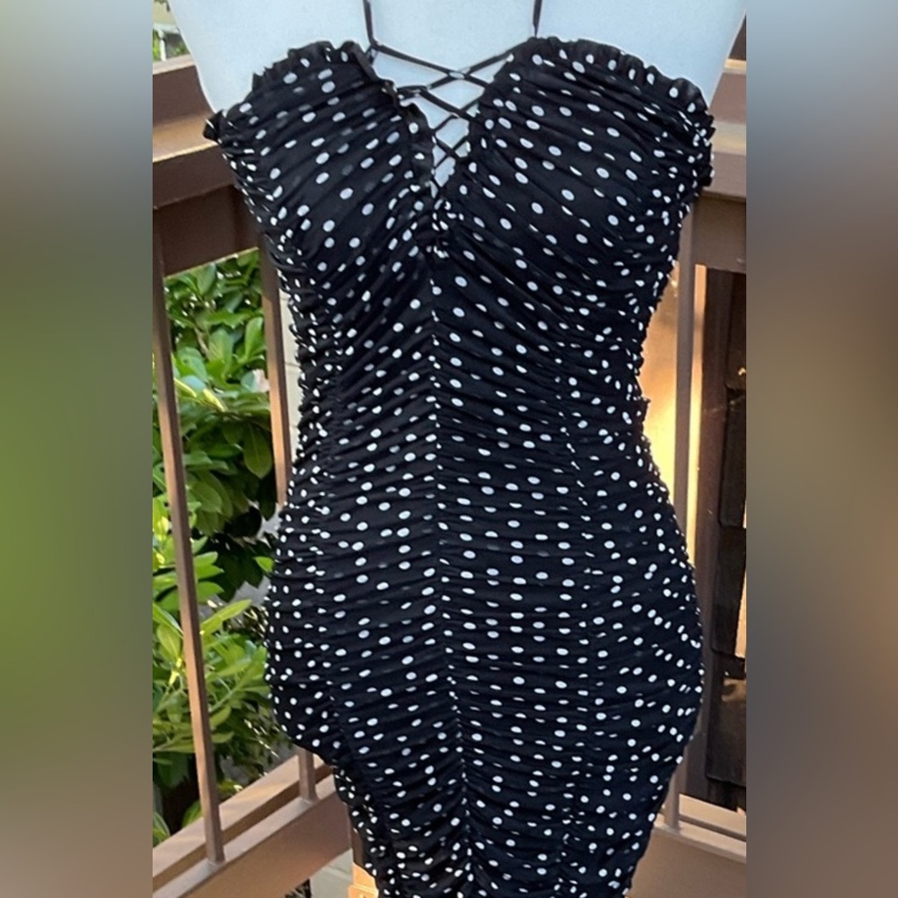 3 for $50 Fashion Nova Black Polka Dot tube top dress